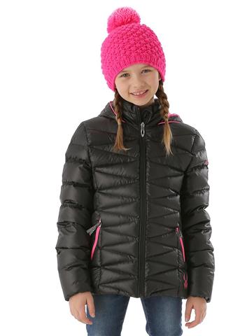 Girls Timeless Down Jacket (Black/Bryte Bubblegum)