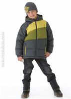 Boys Mash Up Puffer Jacket (Mystery/Yellow Curry/Elm) - Alt. View