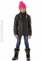 Girls Timeless Down Jacket (Black/Bryte Bubblegum) - Spyder Girls Timeless Down Jacket (Black/Bryte Bubblegum) Full