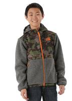 Boys Denali Hoodie (Charcoal Grey Heather/Scallion Green Camo Print) - TNF Boys Denali Hoodie (Charcoal Grey Heather/Scallion Green Camo Print)