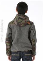 Boys Denali Hoodie (Charcoal Grey Heather/Scallion Green Camo Print) - TNF Boys Denali Hoodie (Charcoal Grey Heather/Scallion Green Camo Print) Back