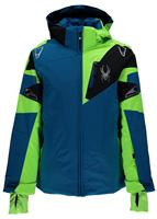  Boys Leader Jacket - Concept Blue / Bryte Green / Black - Spyder Boys Leader Jacket - WinterKids.com                                                                                                            