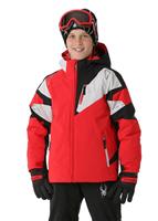  Boys Leader Jacket - Red / Black / Cirrus - Spyder Boys Leader Jacket - WinterKids.com                                                                                                            