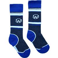 Youth Kicker Padded Ski Sock - Medium Gray / Blue / White
