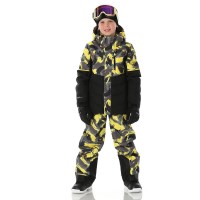 Boy's Impulse Synthetic Down Jacket - Camouflage Acid Yellow