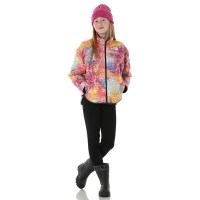 Girls' Reversible Shasta Full Zip Jacket - Radiant Poppy Blowing Wind Print