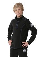 Junior Boys 1/4 Zip Fleece Top - Black/Blue - Junior Boys Zemu 1/4 Zip Fleece Top - WinterKids.com